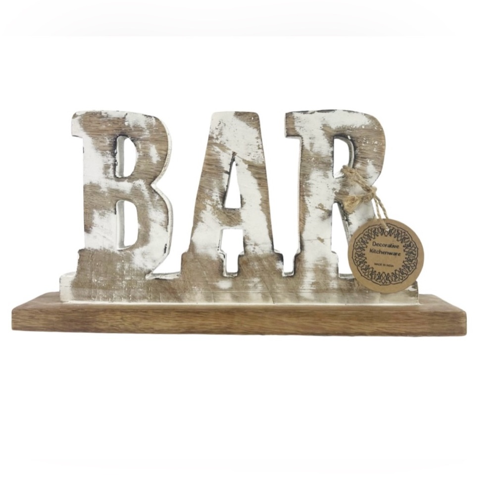 Wood White Wash Style Bar Sign NEW